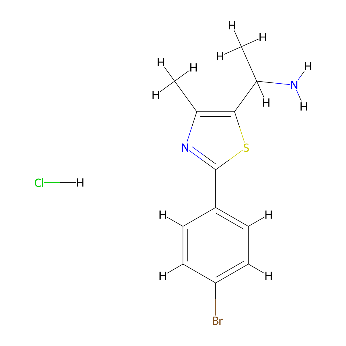 1-[2-(4-Bromophenyl)-4-methyl-1,3-thiazol-5-yl]ethan-1-amine hydrochloride molecular structure, CAS 1333686-32-0