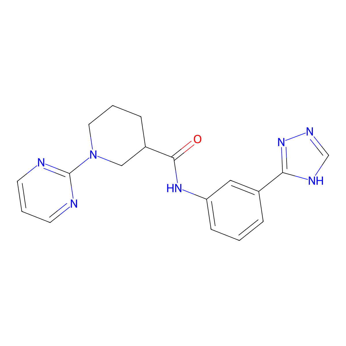 1-(pyrimidin-2-yl)-N-[3-(4H-1,2,4-triazol-3-yl)phenyl]piperidine-3-carboxamide molecular structure, CAS 1333687-28-7