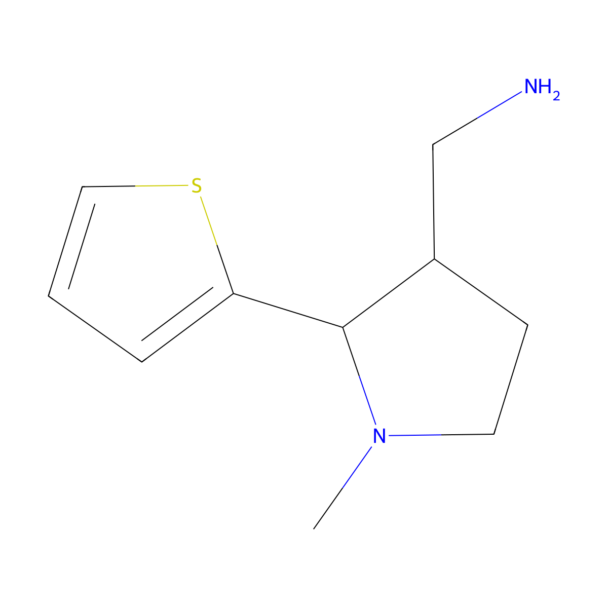 [1-Methyl-2-(thiophen-2-yl)pyrrolidin-3-yl]methanamine molecular structure, CAS 1333696-69-7