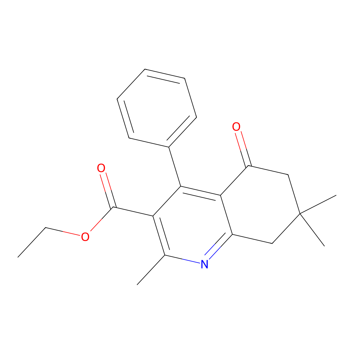 Ethyl 5,6,7,8-tetrahydro-2,7,7-trimethyl-5-oxo-4-phenyl-3-quinolinecarboxylate molecular structure, CAS 13337-65-0