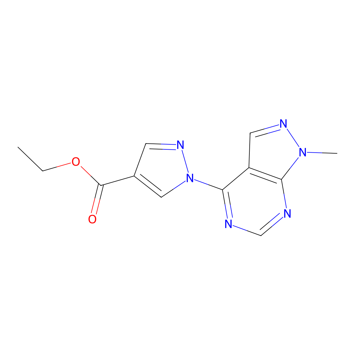 ethyl 1-{1-methyl-1H-pyrazolo[3,4-d]pyrimidin-4-yl}-1H-pyrazole-4-carboxylate molecular structure, CAS 1333706-51-6