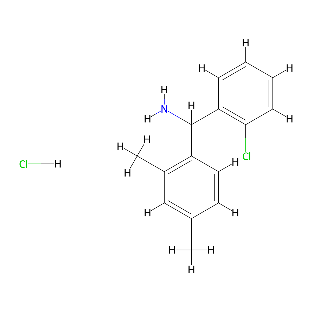 (2-Chlorophenyl)(2,4-dimethylphenyl)methanamine hydrochloride molecular structure, CAS 1333708-30-7
