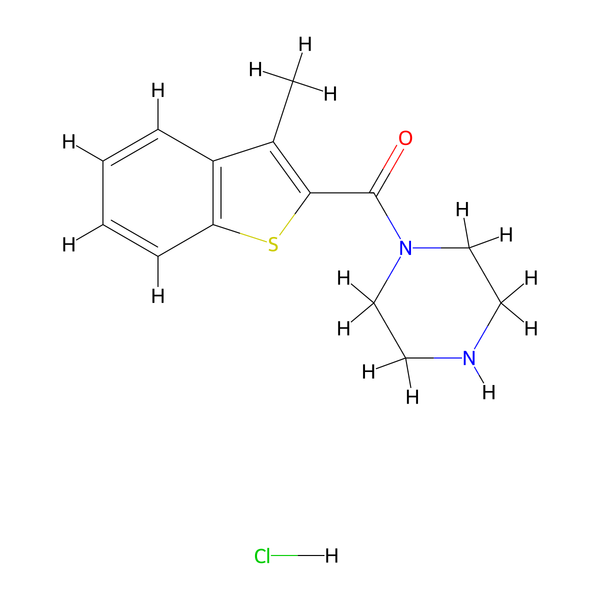 1-(3-Methyl-1-benzothiophene-2-carbonyl)piperazine hydrochloride molecular structure, CAS 1333727-79-9