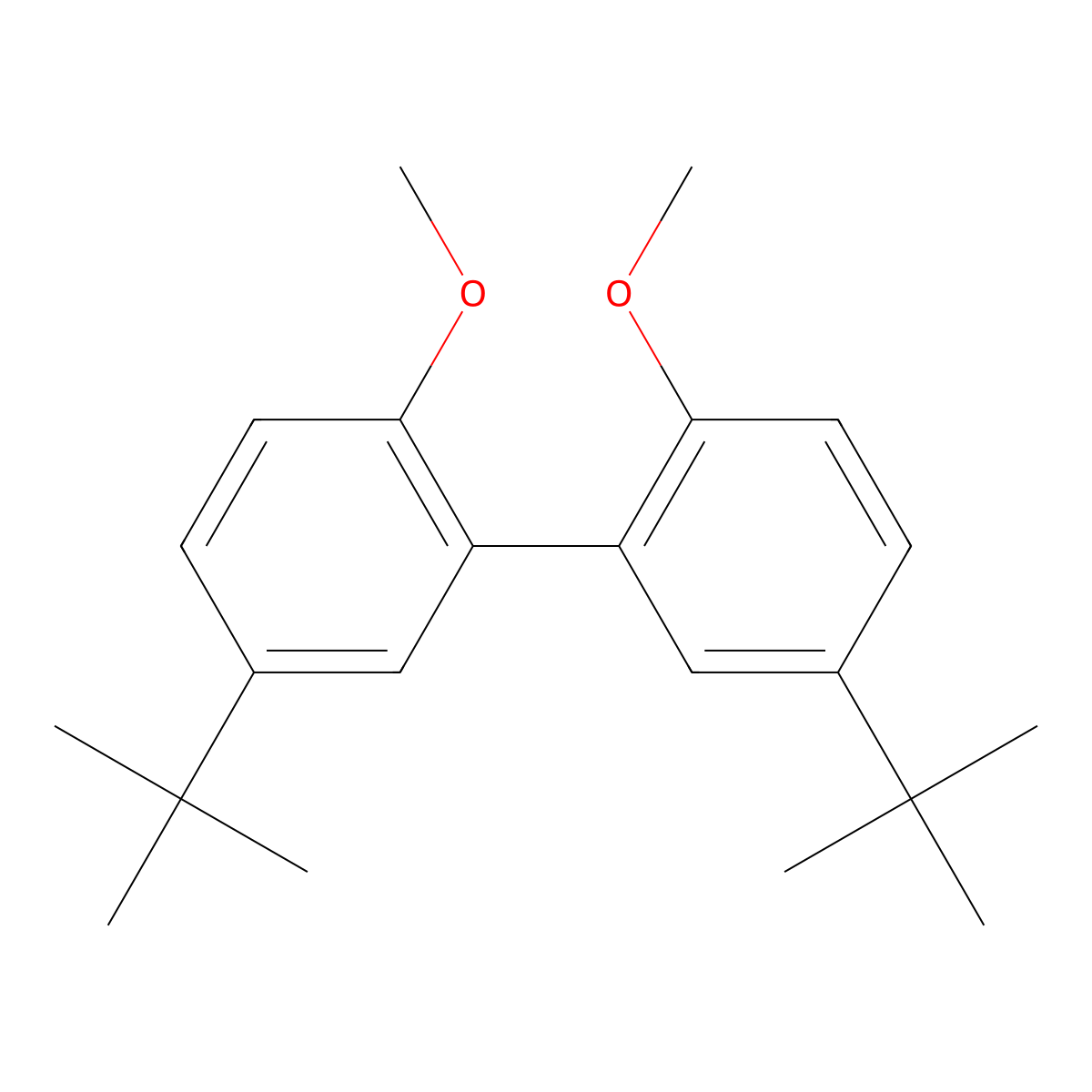 1,1'-Biphenyl, 5,5'-bis(1,1-dimethylethyl)-2,2'-dimethoxy- molecular structure, CAS 133373-15-6