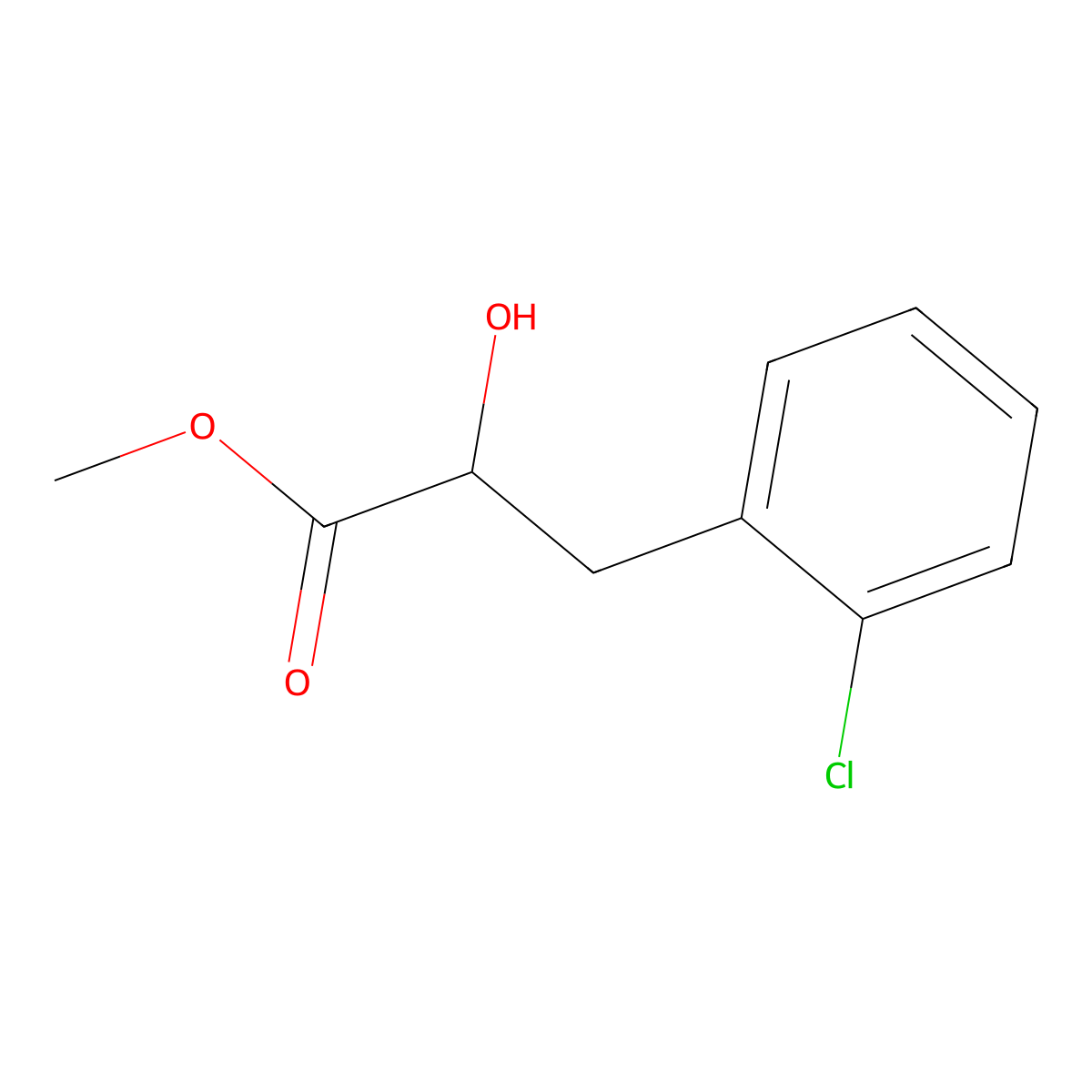 Methyl 3-(2-chlorophenyl)-2-hydroxypropanoate molecular structure, CAS 133373-32-7