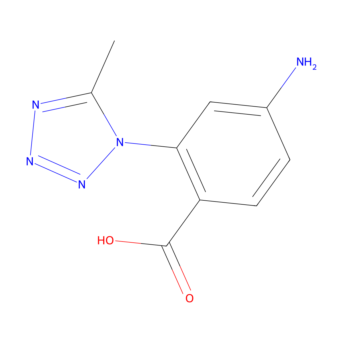 4-amino-2-(5-methyl-1H-1,2,3,4-tetrazol-1-yl)benzoic acid molecular structure, CAS 1333730-50-9