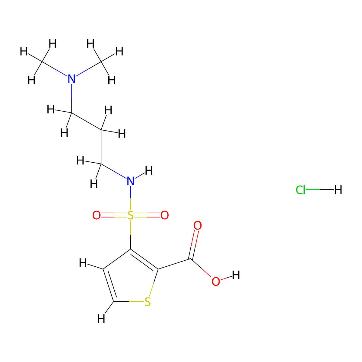 3-{[3-(Dimethylamino)propyl]sulfamoyl}thiophene-2-carboxylic acid hydrochloride molecular structure, CAS 1333731-60-4