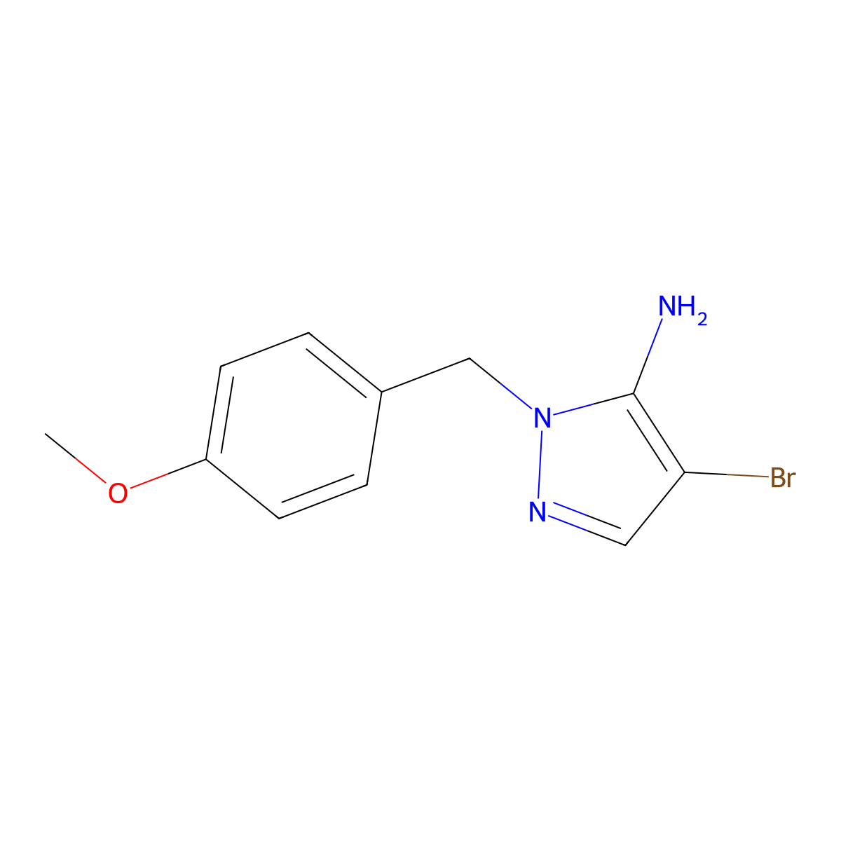 4-bromo-1-(4-methoxybenzyl)-1H-pyrazol-5-amine molecular structure, CAS 1333733-95-1