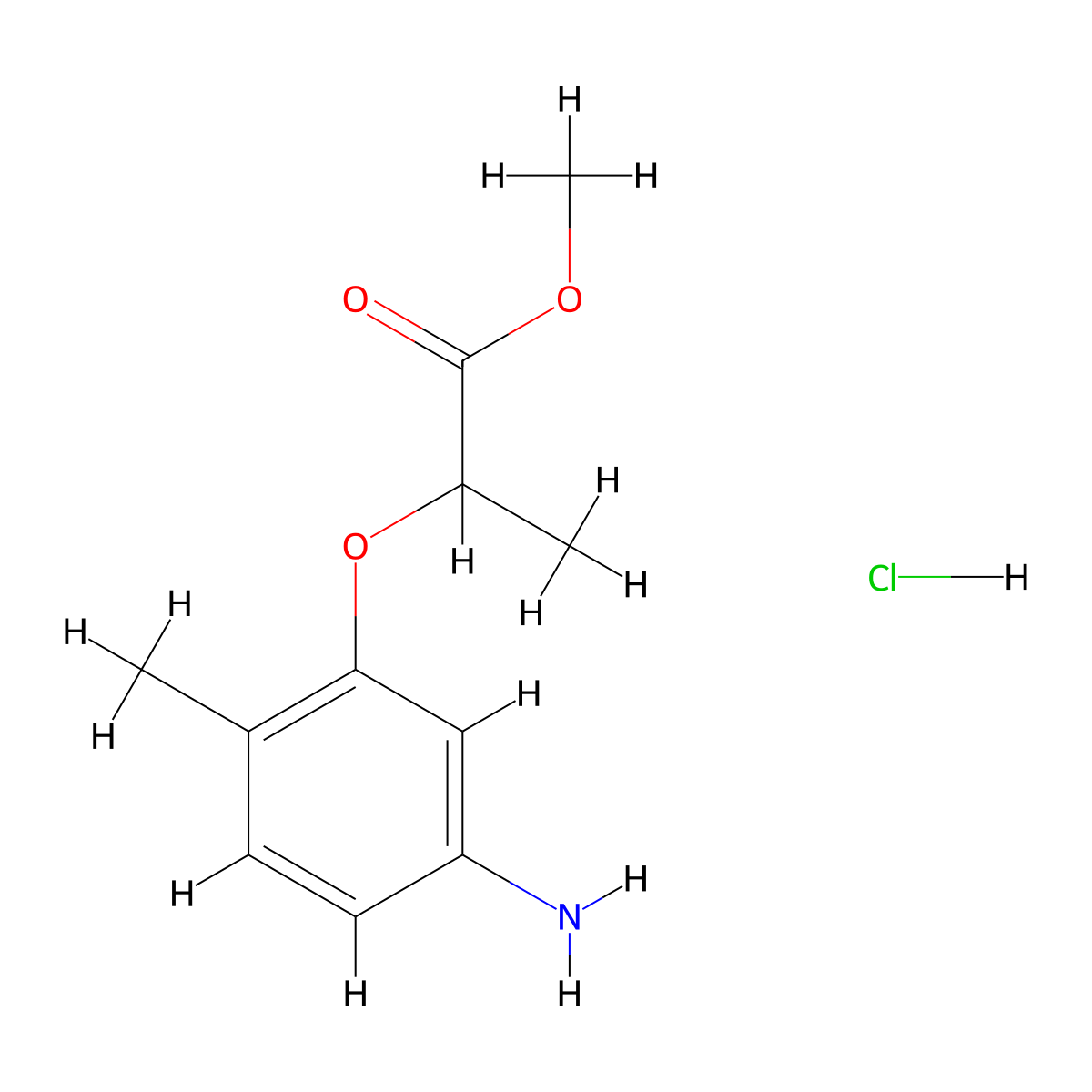 Methyl 2-(5-amino-2-methylphenoxy)propanoate hydrochloride molecular structure, CAS 1333744-17-4