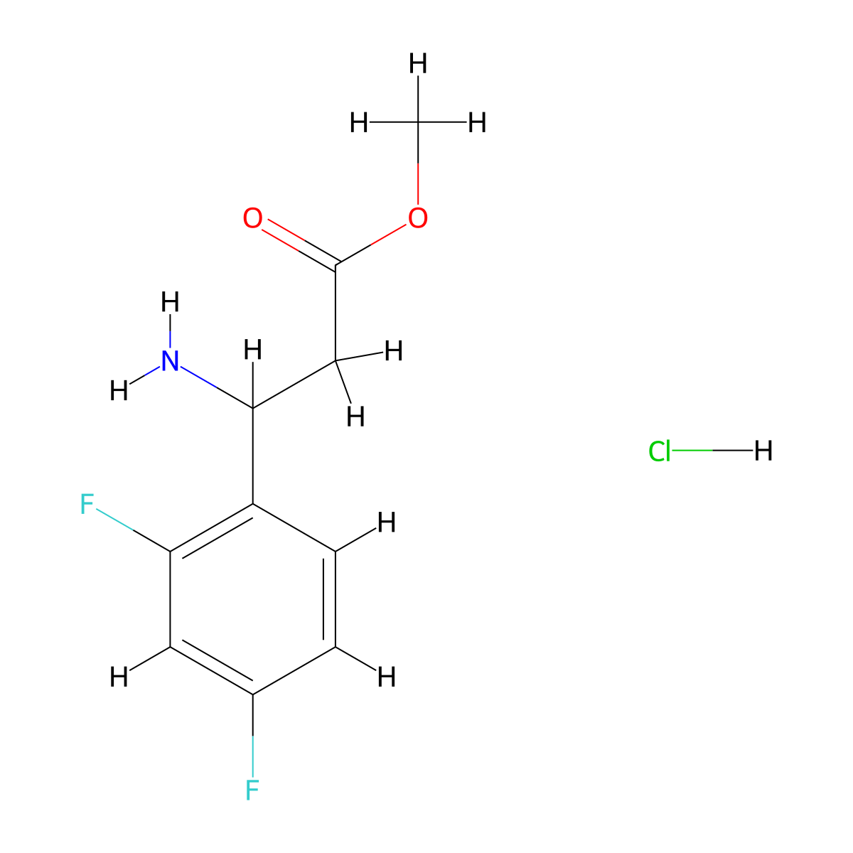 Methyl 3-amino-3-(2,4-difluorophenyl)propanoate hydrochloride molecular structure, CAS 1333750-44-9