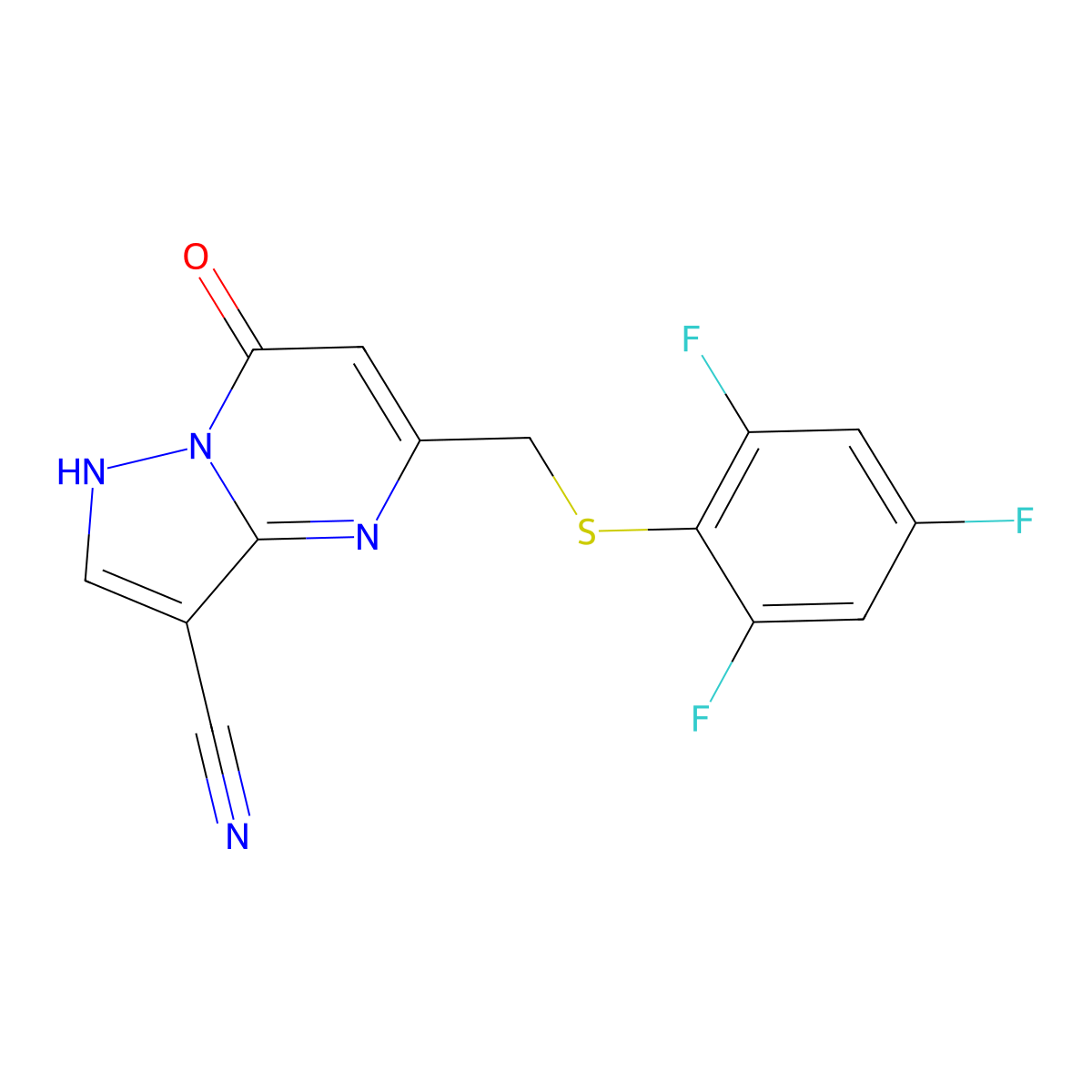 7-Hydroxy-5-{[(2,4,6-trifluorophenyl)sulfanyl]methyl}pyrazolo[1,5-a]pyrimidine-3-carbonitrile molecular structure, CAS 1333756-53-8
