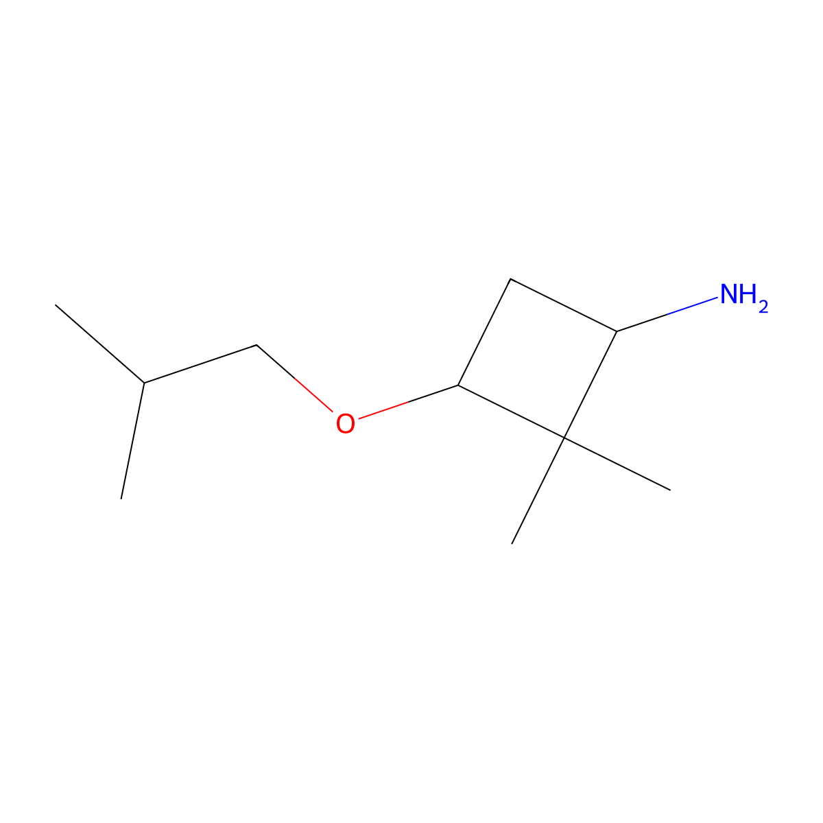 2,2-Dimethyl-3-(2-methylpropoxy)cyclobutan-1-amine molecular structure, CAS 1333767-82-0
