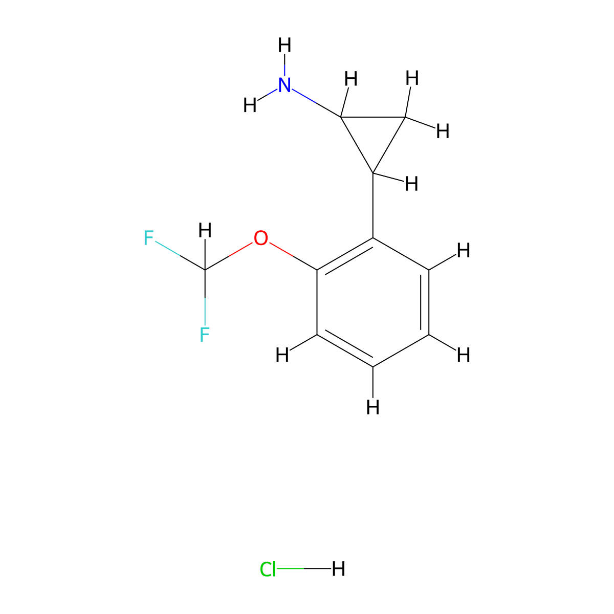 2-[2-(Difluoromethoxy)phenyl]cyclopropan-1-amine hydrochloride molecular structure, CAS 1333771-14-4