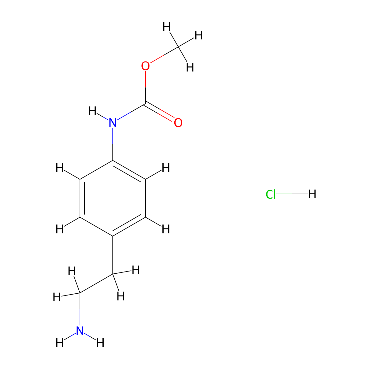 methyl N-(4-(2-aminoethyl)phenyl)carbamate hydrochloride molecular structure, CAS 1333775-25-9