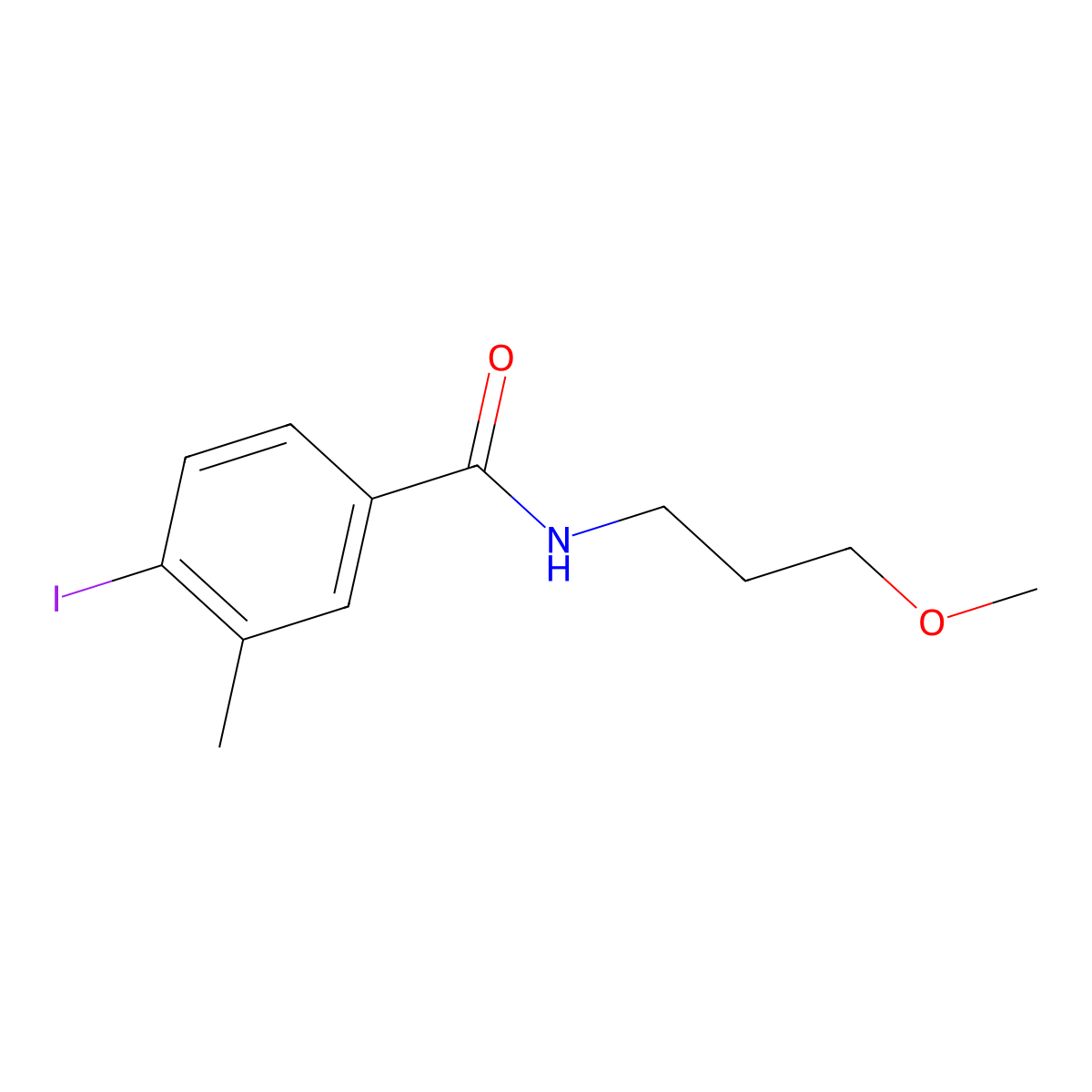 4-iodo-N-(3-methoxypropyl)-3-methylbenzamide molecular structure, CAS 1333776-94-5