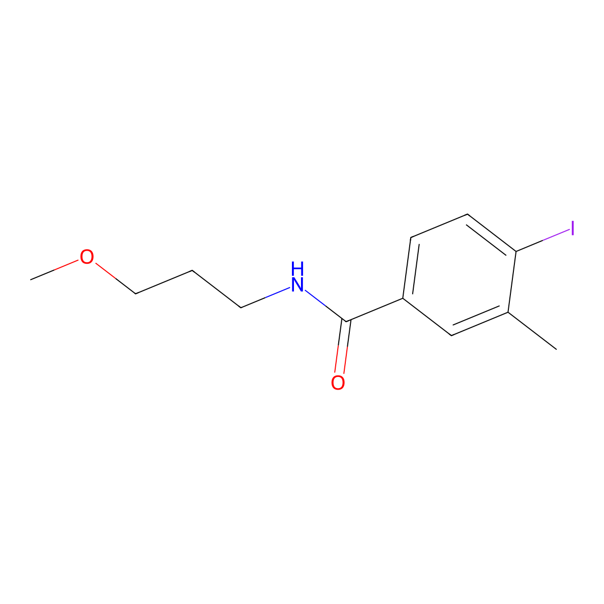 4-iodo-N-(3-methoxypropyl)-3-methylbenzamide molecular structure, CAS 1333776-94-5