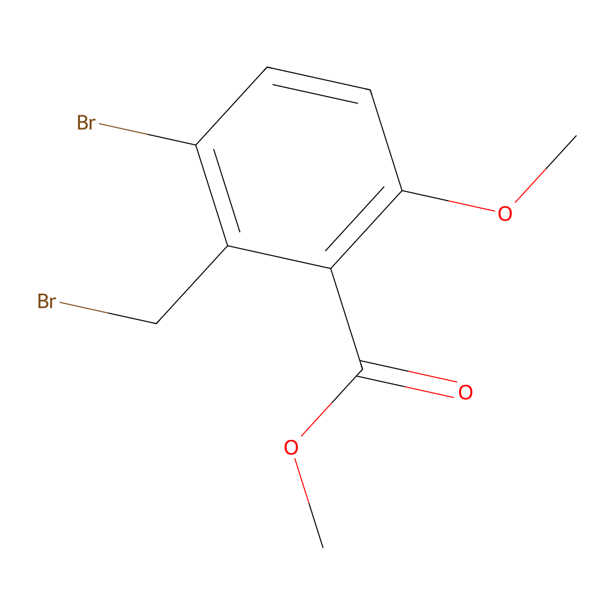Methyl 3-bromo-2-(bromomethyl)-6-methoxybenzoate molecular structure, CAS 133379-08-5