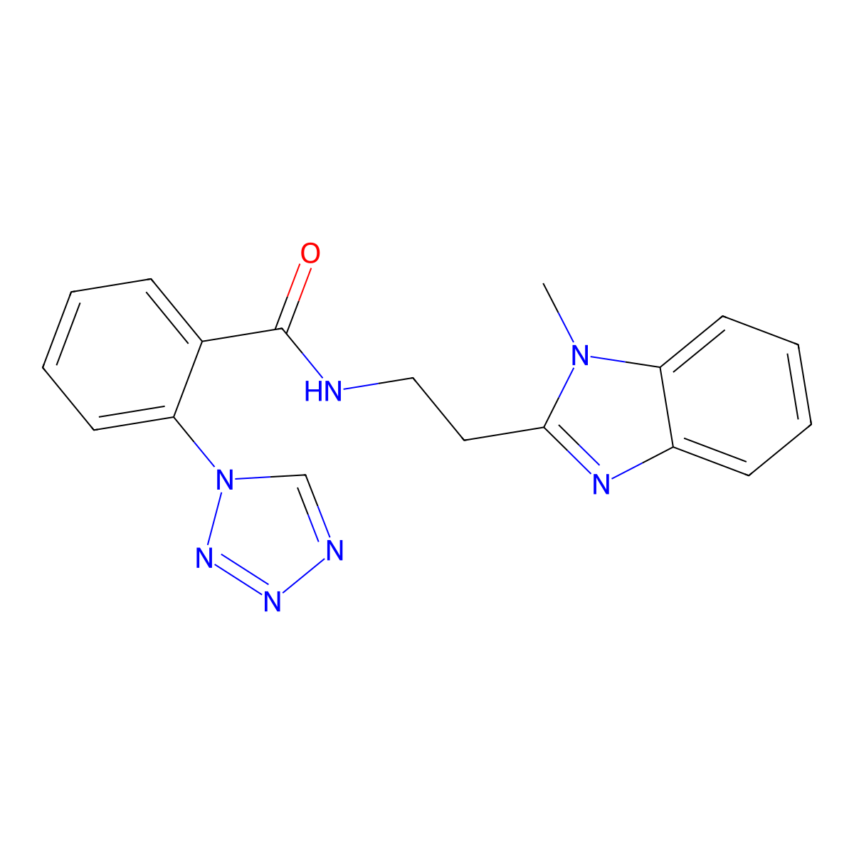 N-[2-(1-methyl-1H-benzimidazol-2-yl)ethyl]-2-(1H-tetrazol-1-yl)benzamide molecular structure, CAS 1333798-32-5