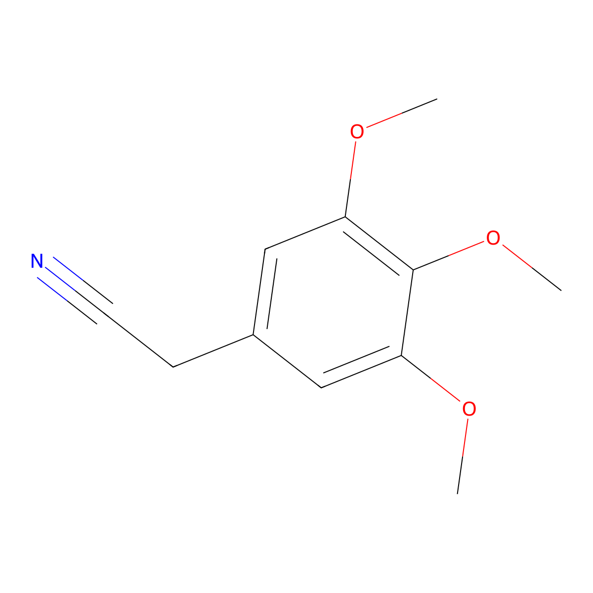 3,4,5-Trimethoxyphenylacetonitrile molecular structure, CAS 13338-63-1