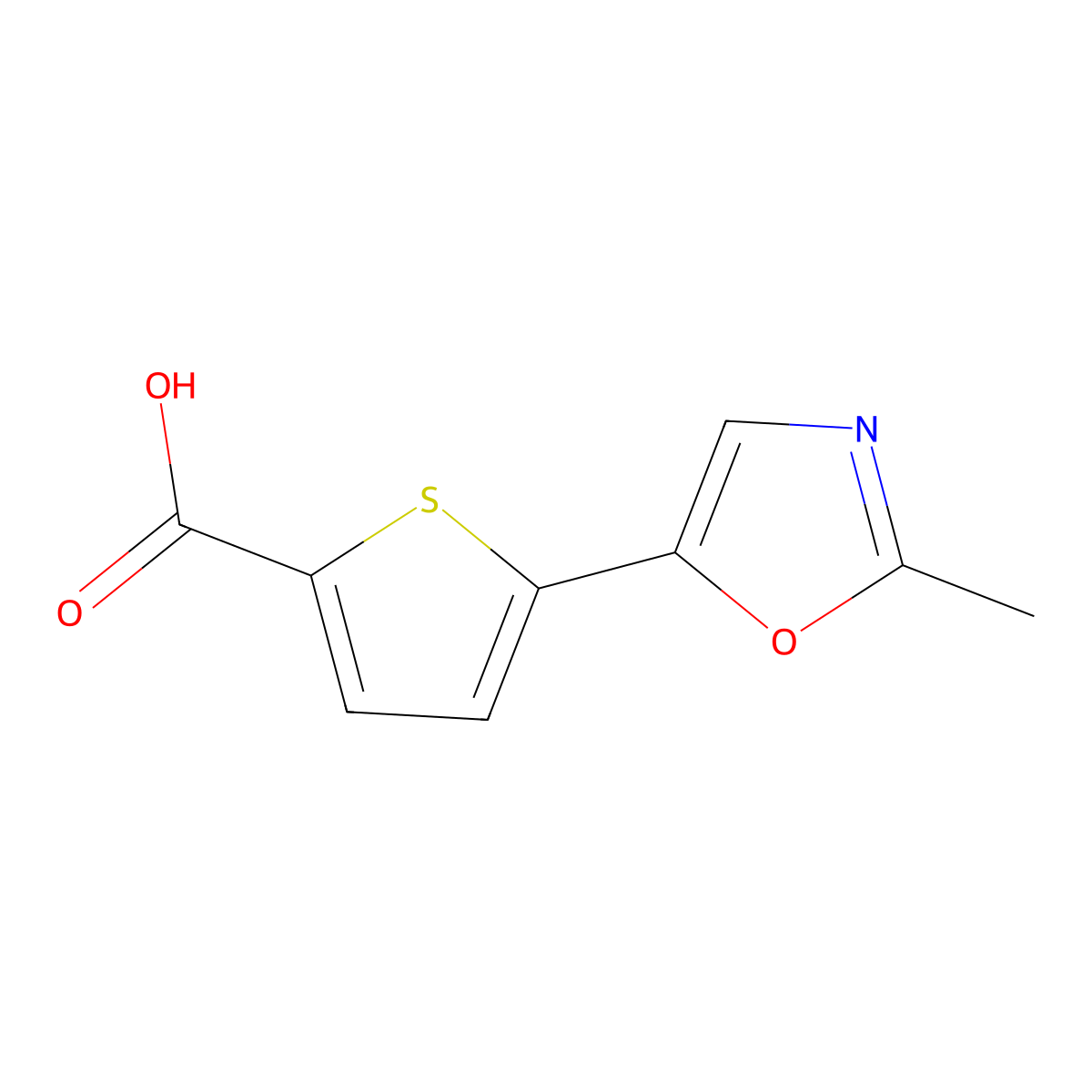 5-(2-Methyl-1,3-oxazol-5-yl)thiophene-2-carboxylic acid molecular structure, CAS 133380-52-6