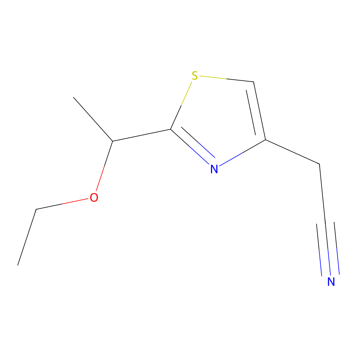 2-[2-(1-Ethoxyethyl)-1,3-thiazol-4-yl]acetonitrile molecular structure, CAS 1333802-44-0