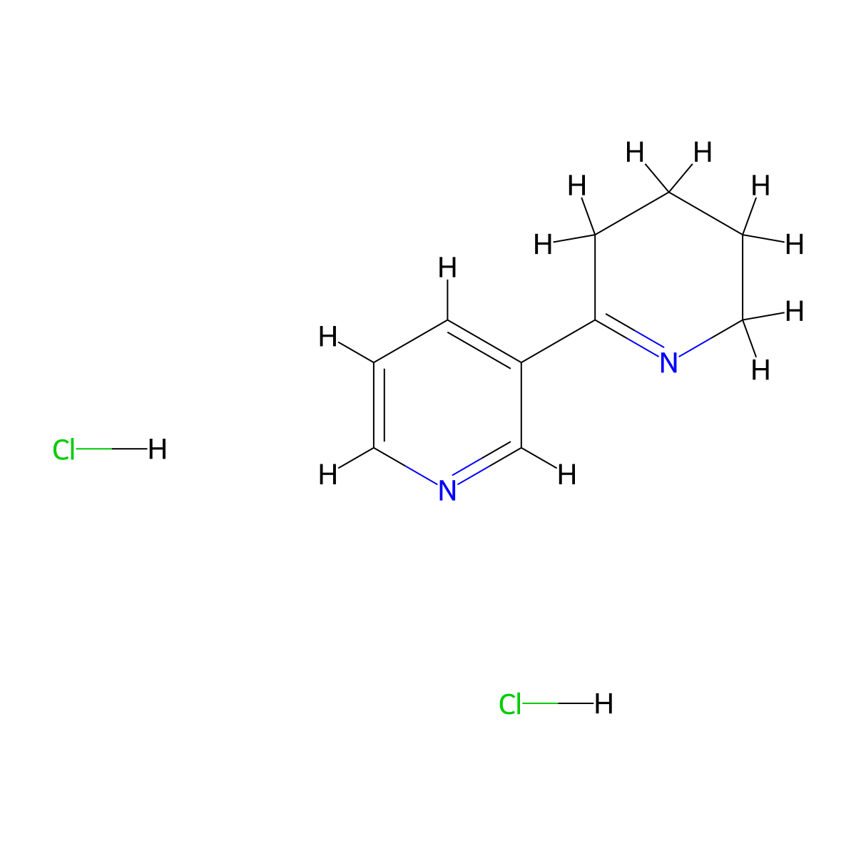 3-(3,4,5,6-tetrahydropyridin-2-yl)pyridine Dihydrochloride molecular structure, CAS 133381-79-0