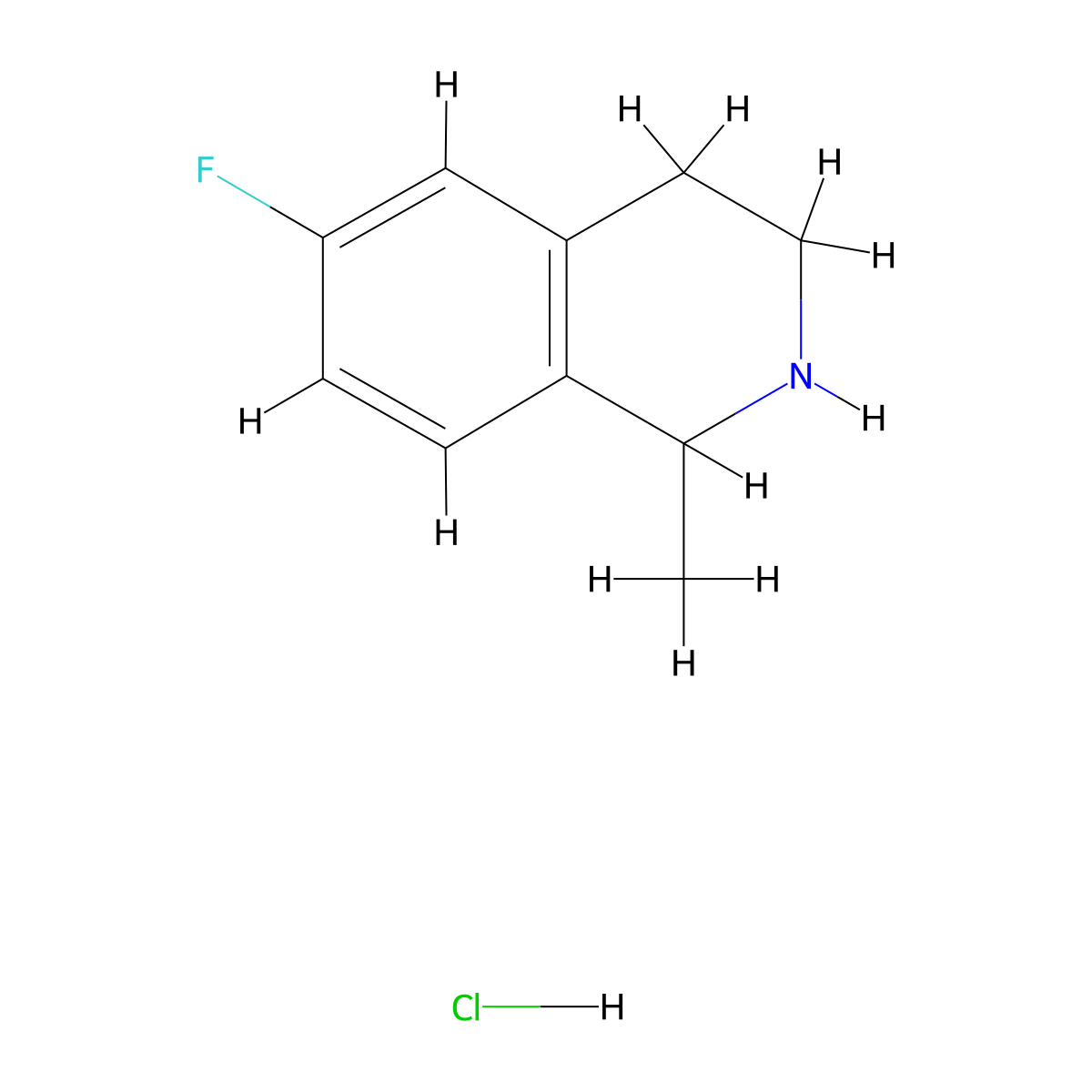 6-Fluoro-1-methyl-1,2,3,4-tetrahydroisoquinoline hydrochloride molecular structure, CAS 1333811-01-0