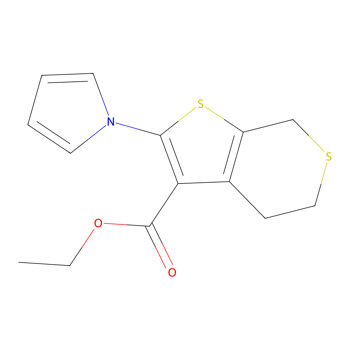ethyl 2-(1H-pyrrol-1-yl)-4H,5H,7H-thieno[2,3-c]thiopyran-3-carboxylate molecular structure, CAS 1333824-44-4