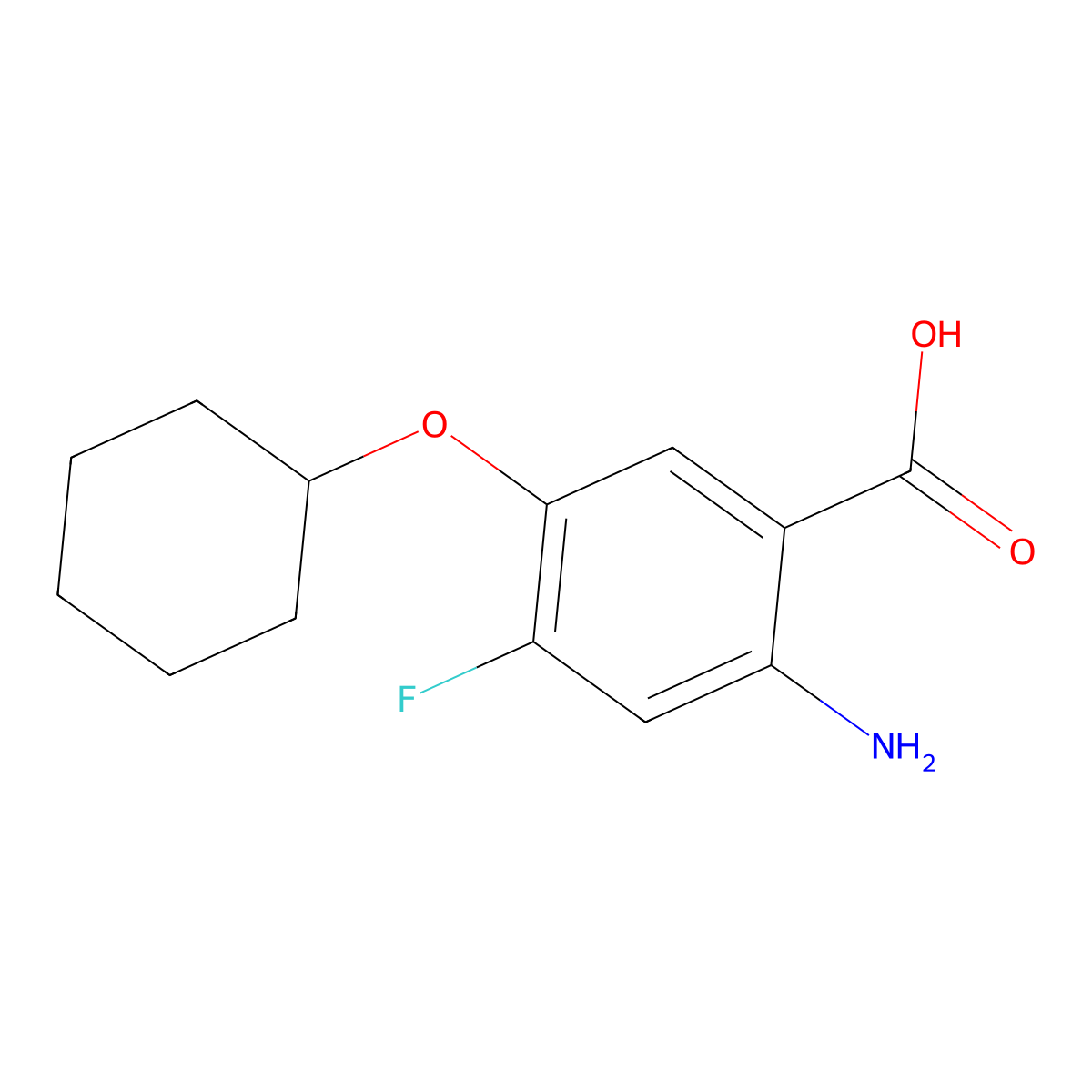 2-Amino-5-(cyclohexyloxy)-4-fluorobenzoic acid molecular structure, CAS 1333827-63-6
