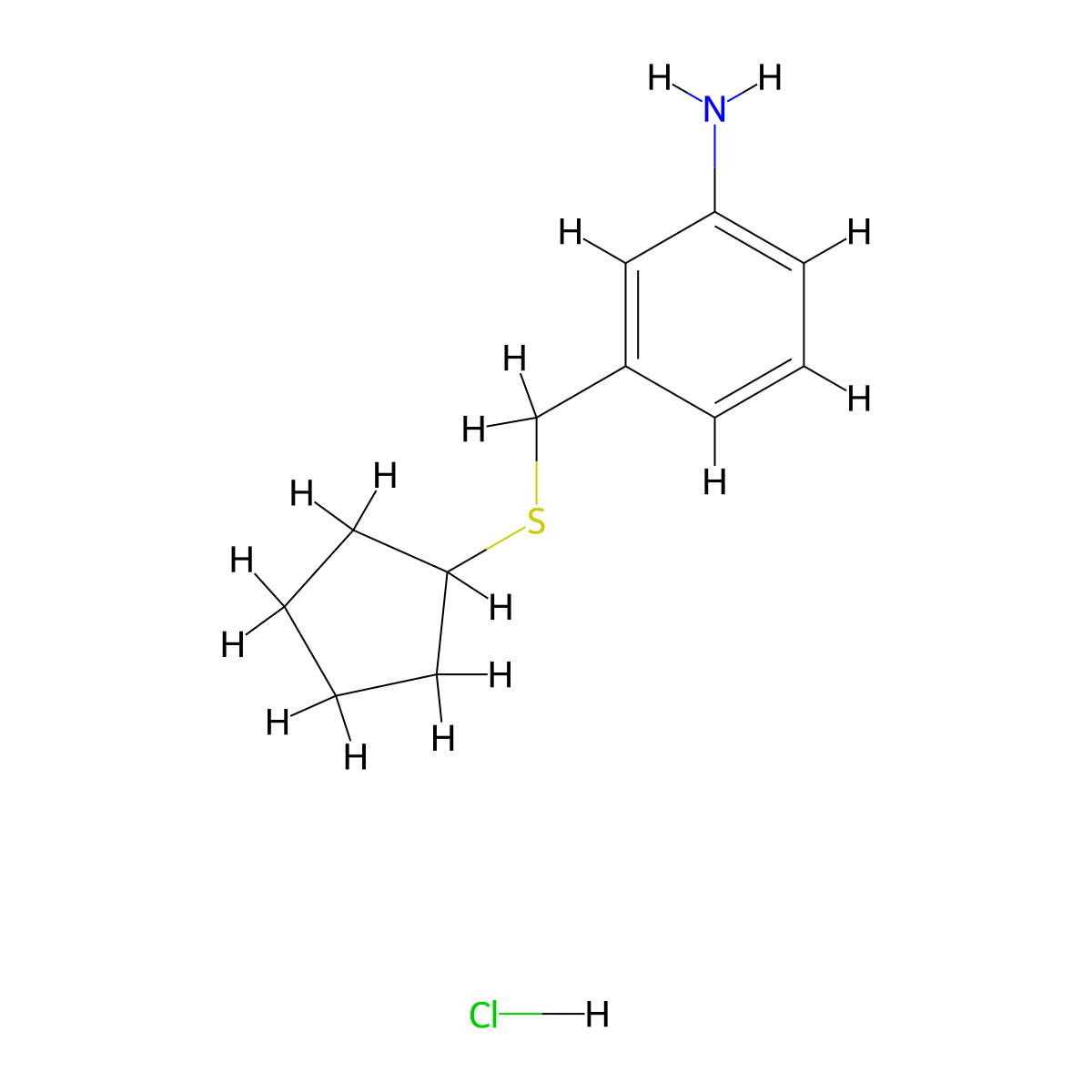 3-[(Cyclopentylsulfanyl)methyl]aniline hydrochloride molecular structure, CAS 1333832-61-3