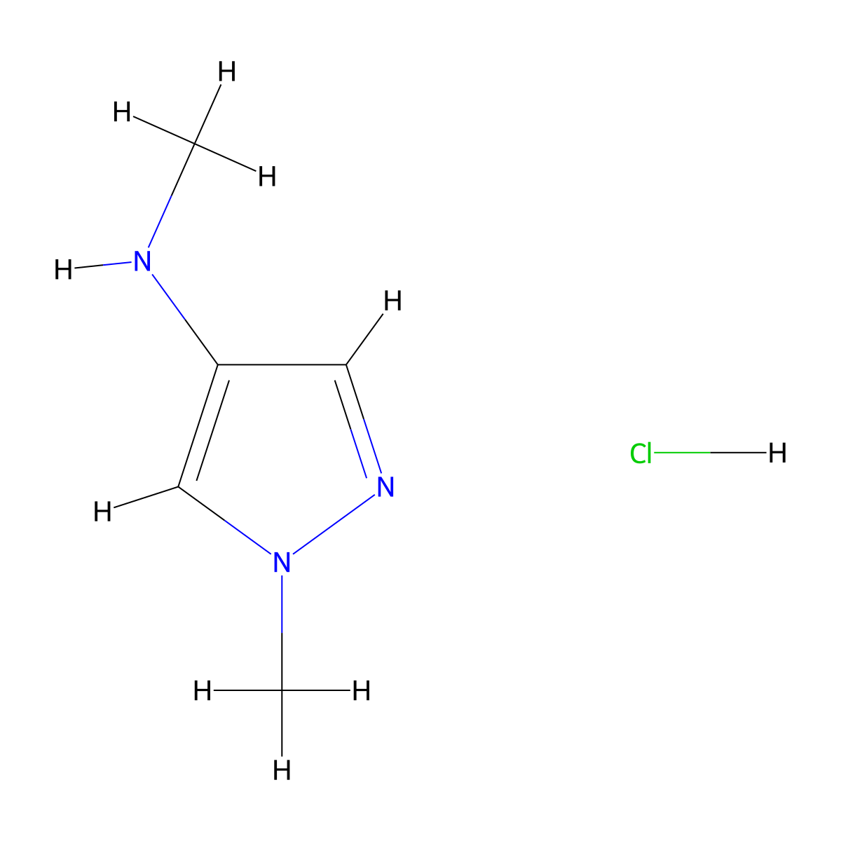 N,1-dimethyl-1H-pyrazol-4-amine hydrochloride molecular structure, CAS 1333842-76-4