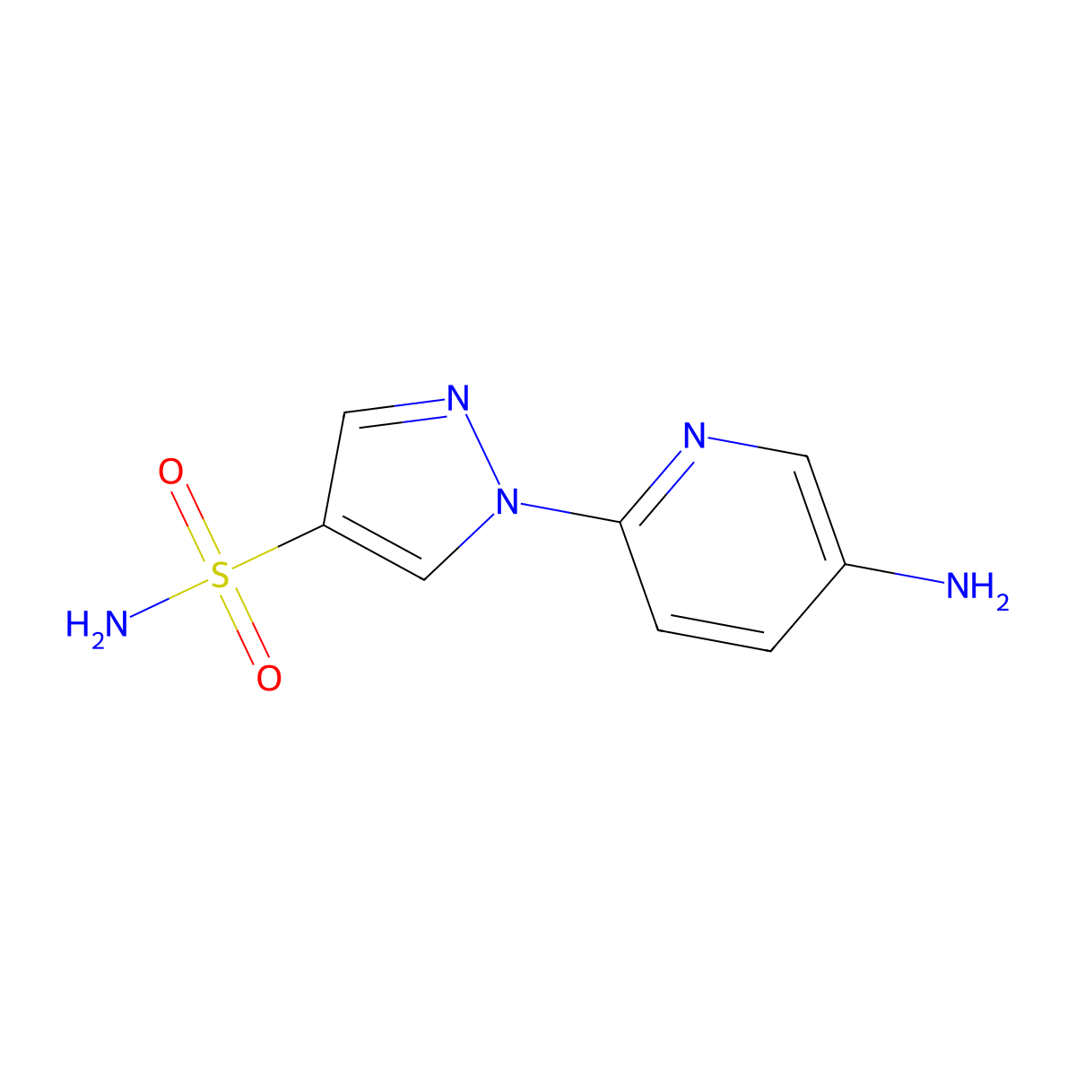 1-(5-aminopyridin-2-yl)-1H-pyrazole-4-sulfonamide molecular structure, CAS 1333855-28-9