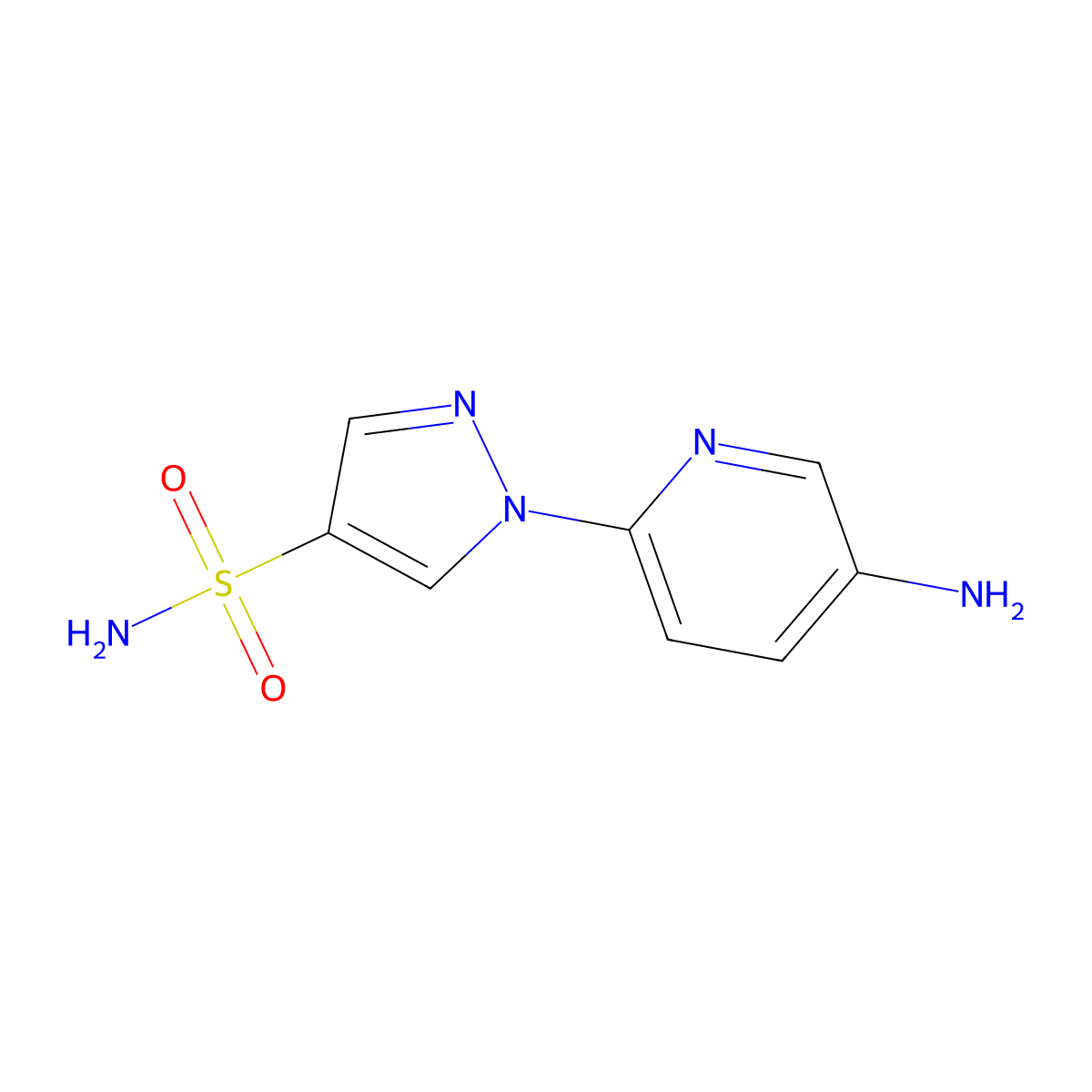 1-(5-aminopyridin-2-yl)-1H-pyrazole-4-sulfonamide molecular structure, CAS 1333855-28-9