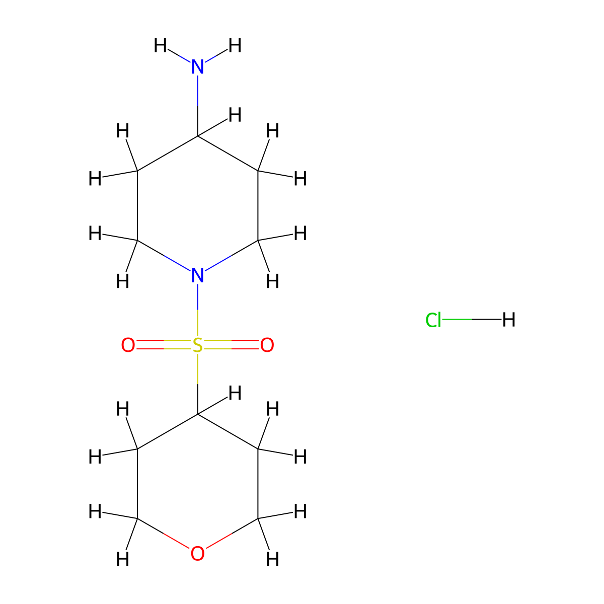 1-(Oxane-4-sulfonyl)piperidin-4-amine hydrochloride molecular structure, CAS 1333860-27-7