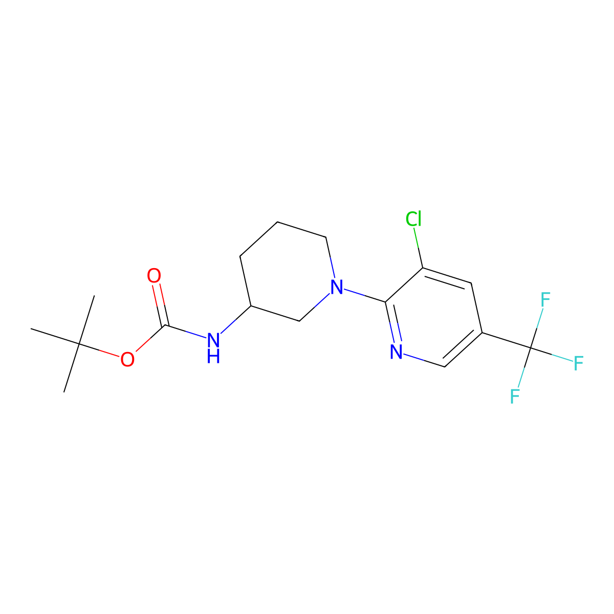 tert-Butyl (1-(3-chloro-5-(trifluoromethyl)pyridin-2-yl)piperidin-3-yl)carbamate molecular structure, CAS 1333866-93-5