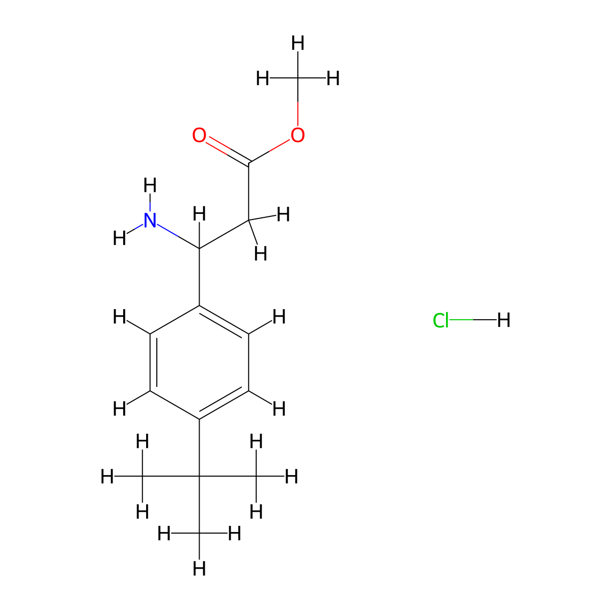 Methyl 3-amino-3-(4-tert-butylphenyl)propanoate hydrochloride molecular structure, CAS 1333871-48-9
