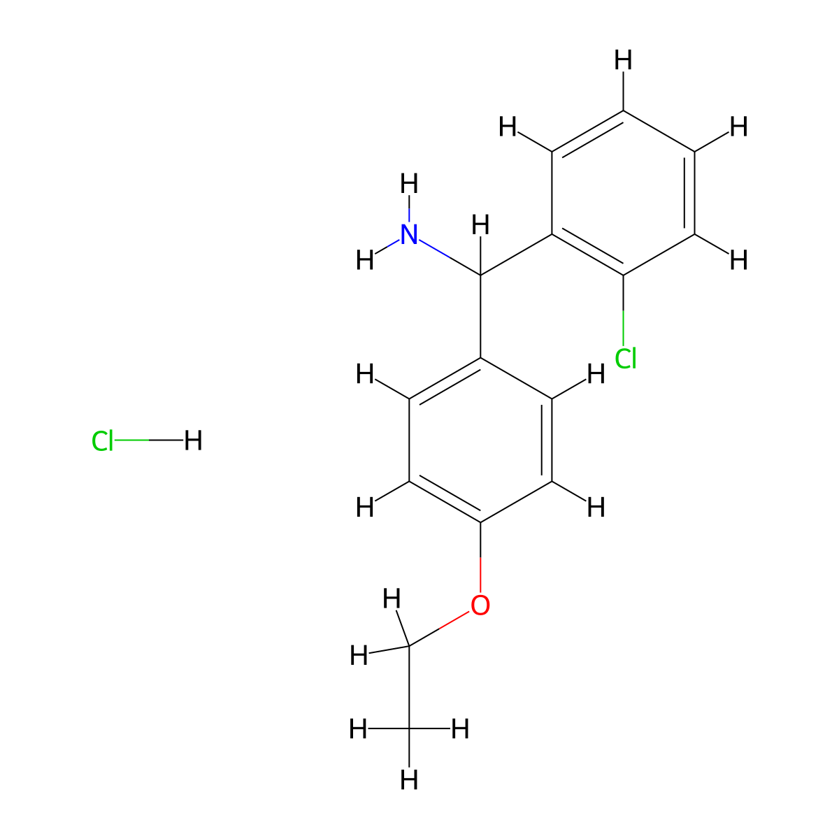 (2-Chlorophenyl)(4-ethoxyphenyl)methanamine hydrochloride molecular structure, CAS 1333872-89-1