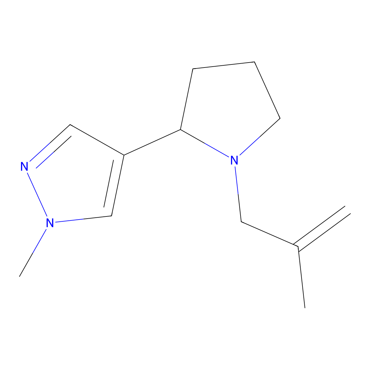 1-methyl-4-[1-(2-methylprop-2-en-1-yl)pyrrolidin-2-yl]-1H-pyrazole molecular structure, CAS 1333873-93-0