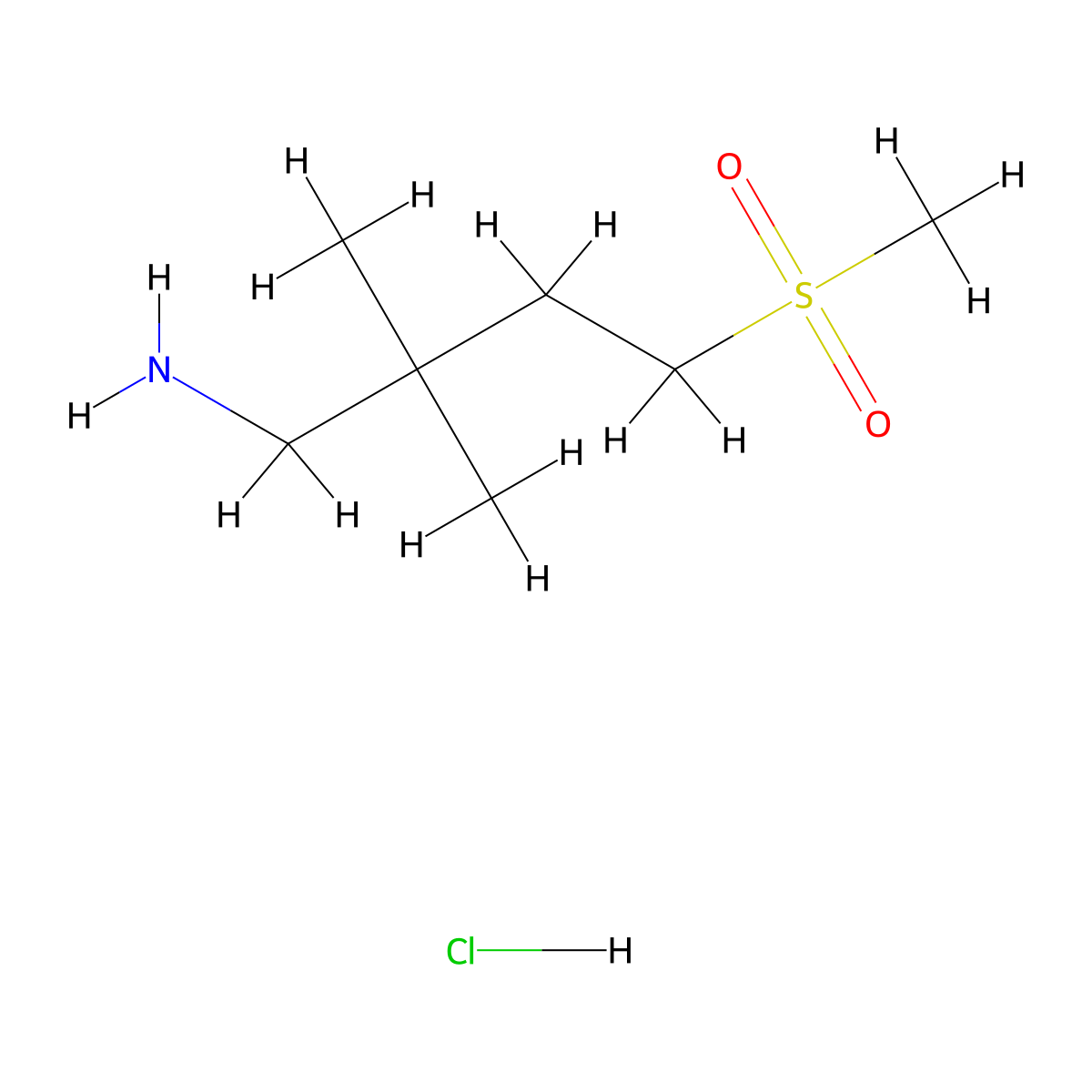 4-Methanesulfonyl-2,2-dimethylbutan-1-amine hydrochloride molecular structure, CAS 1333901-40-8