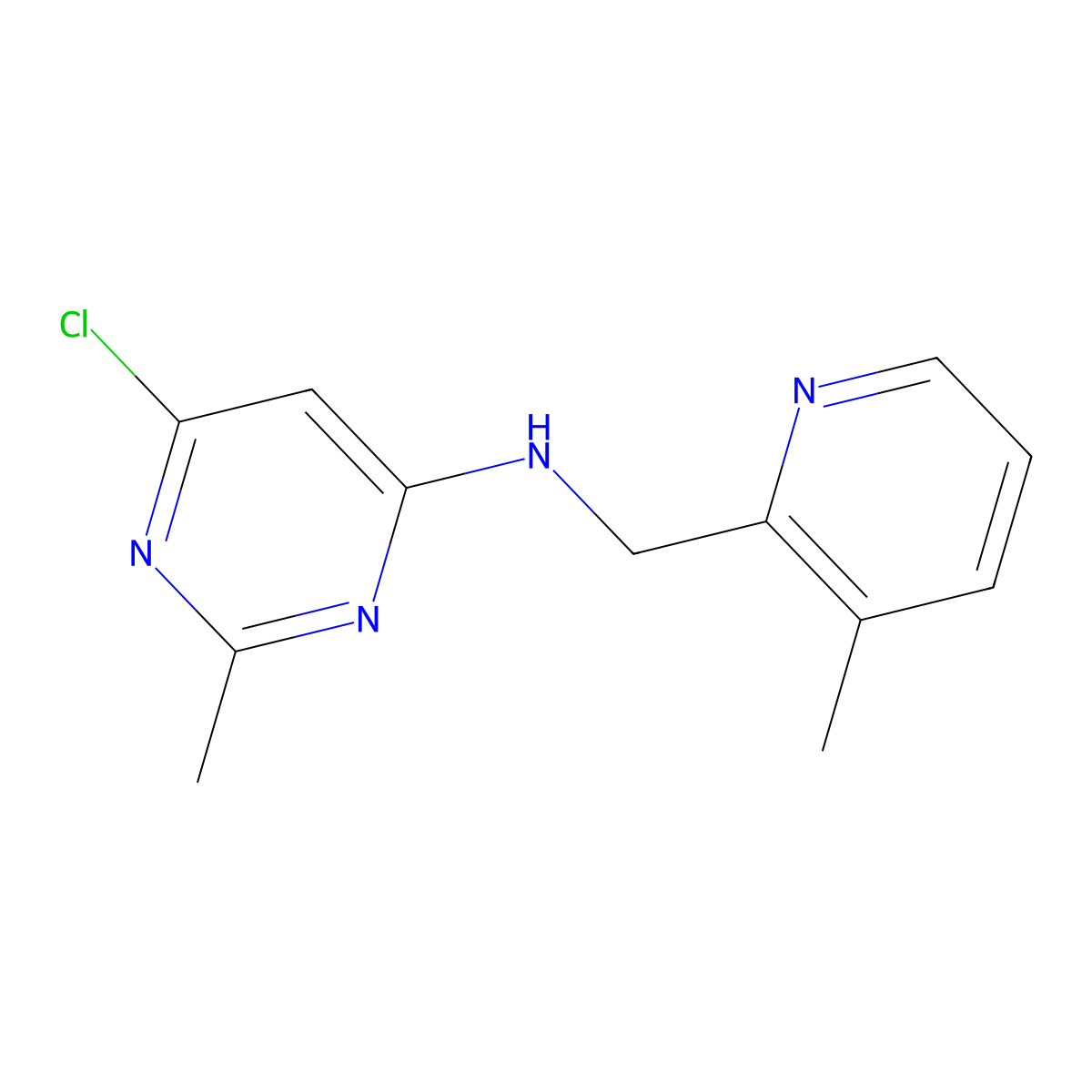 6-Chloro-2-methyl-N-((3-methylpyridin-2-yl)methyl)pyrimidin-4-amine molecular structure, CAS 1333910-91-0