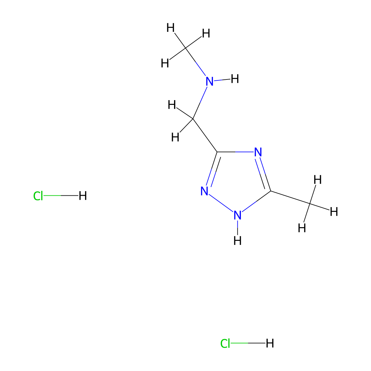 methyl[(3-methyl-1H-1,2,4-triazol-5-yl)methyl]amine dihydrochloride molecular structure, CAS 1333916-33-8