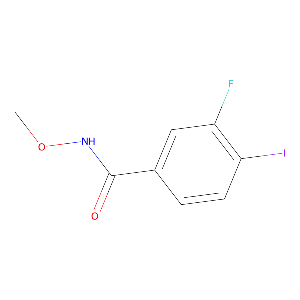 3-fluoro-4-iodo-N-methoxybenzamide molecular structure, CAS 1333929-01-3