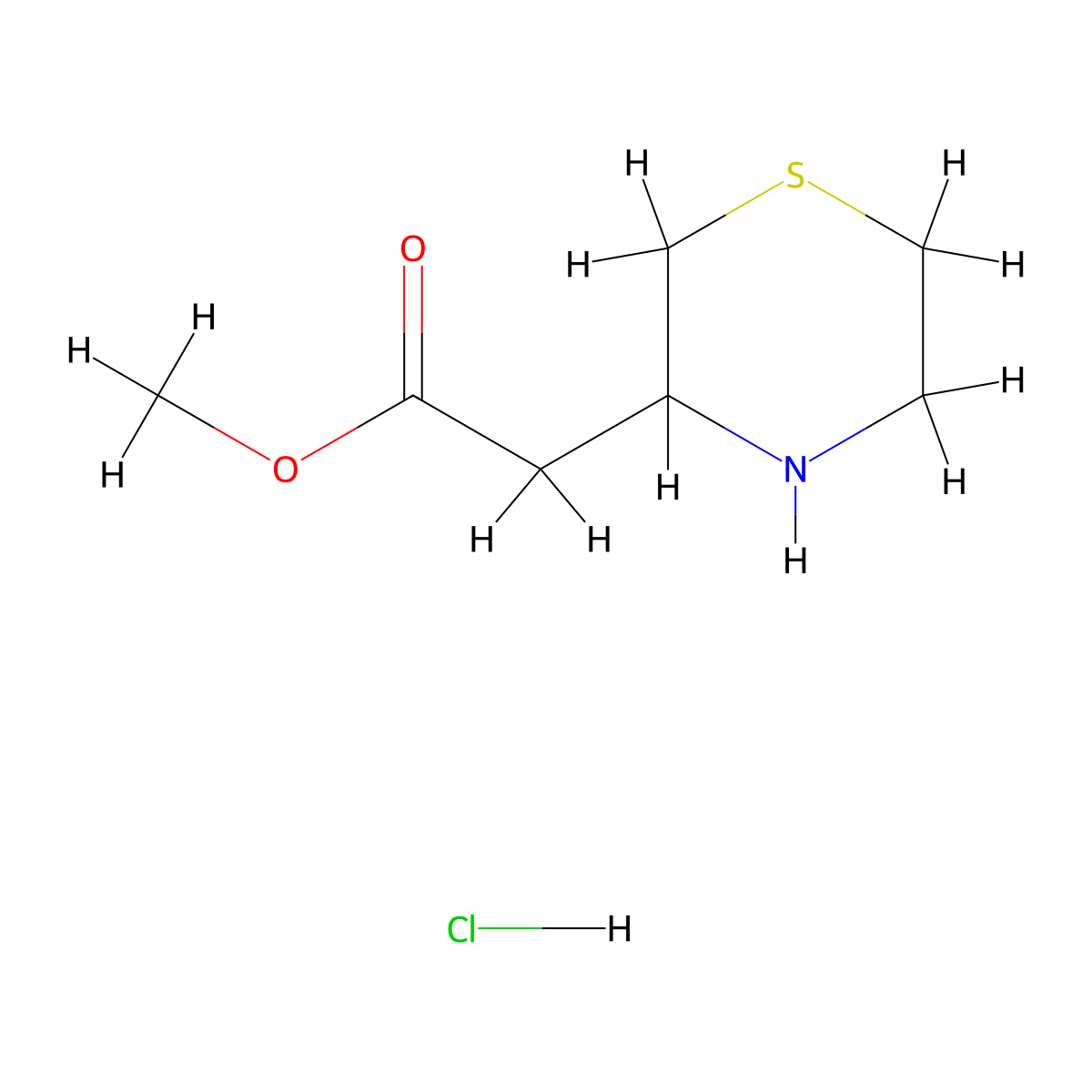 Methyl 2-(thiomorpholin-3-yl)acetate hydrochloride molecular structure, CAS 1333933-79-1
