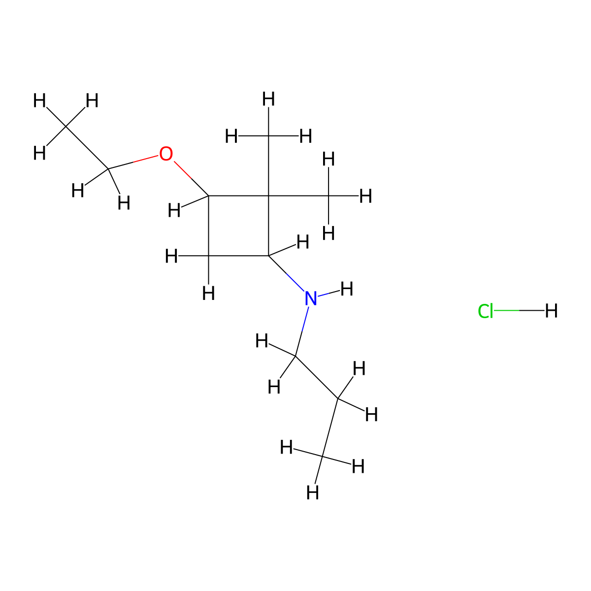 3-ethoxy-2,2-dimethyl-N-propylcyclobutan-1-amine hydrochloride molecular structure, CAS 1333948-29-0