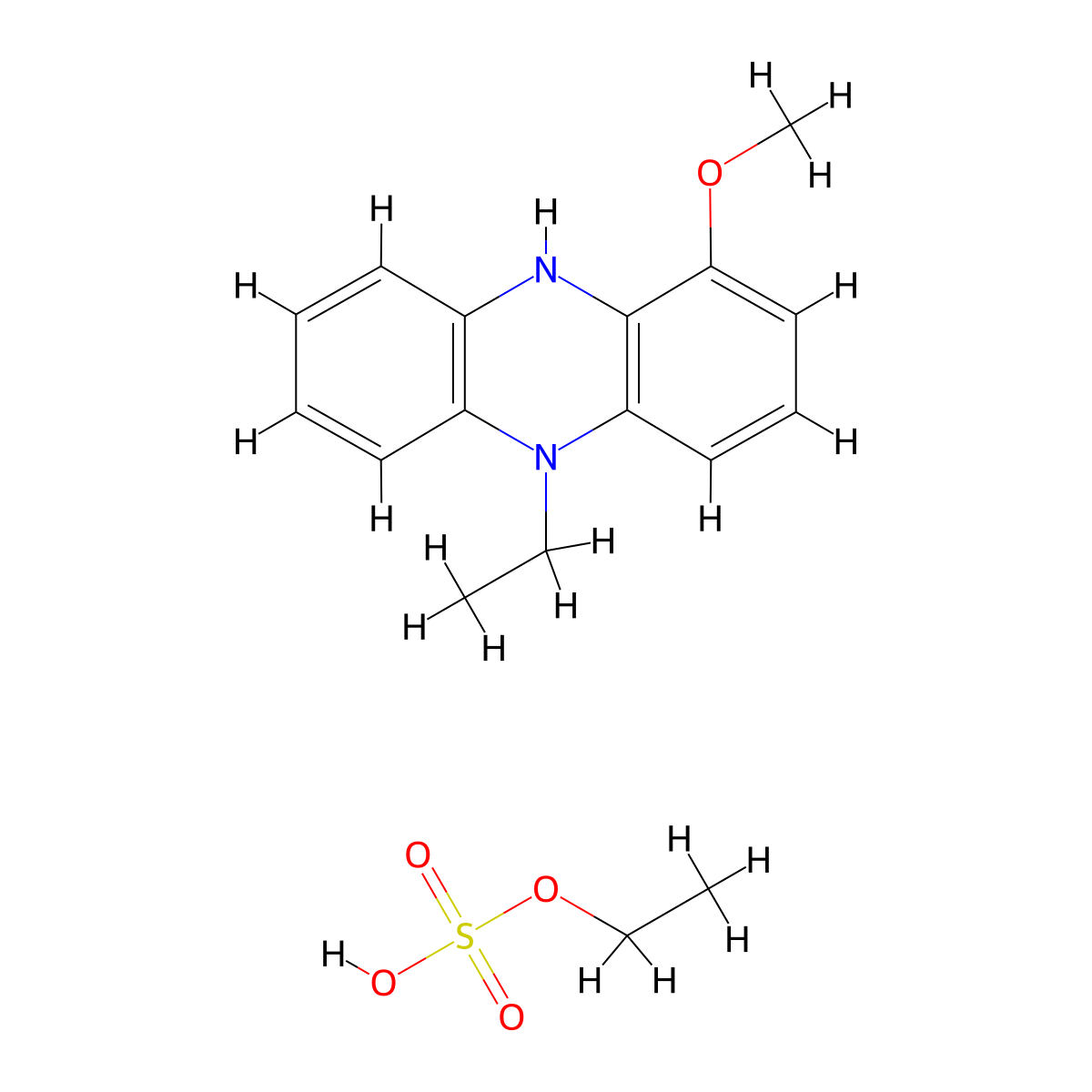 5-Ethyl-1-methoxy-5,10-dihydrophenazine ethyl sulfate molecular structure, CAS 133395-54-7