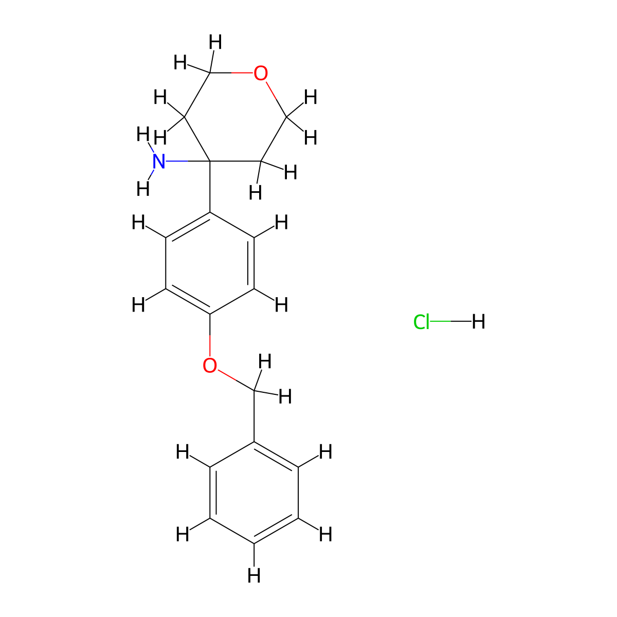 4-[4-(Benzyloxy)phenyl]oxan-4-amine hydrochloride molecular structure, CAS 1333955-84-2