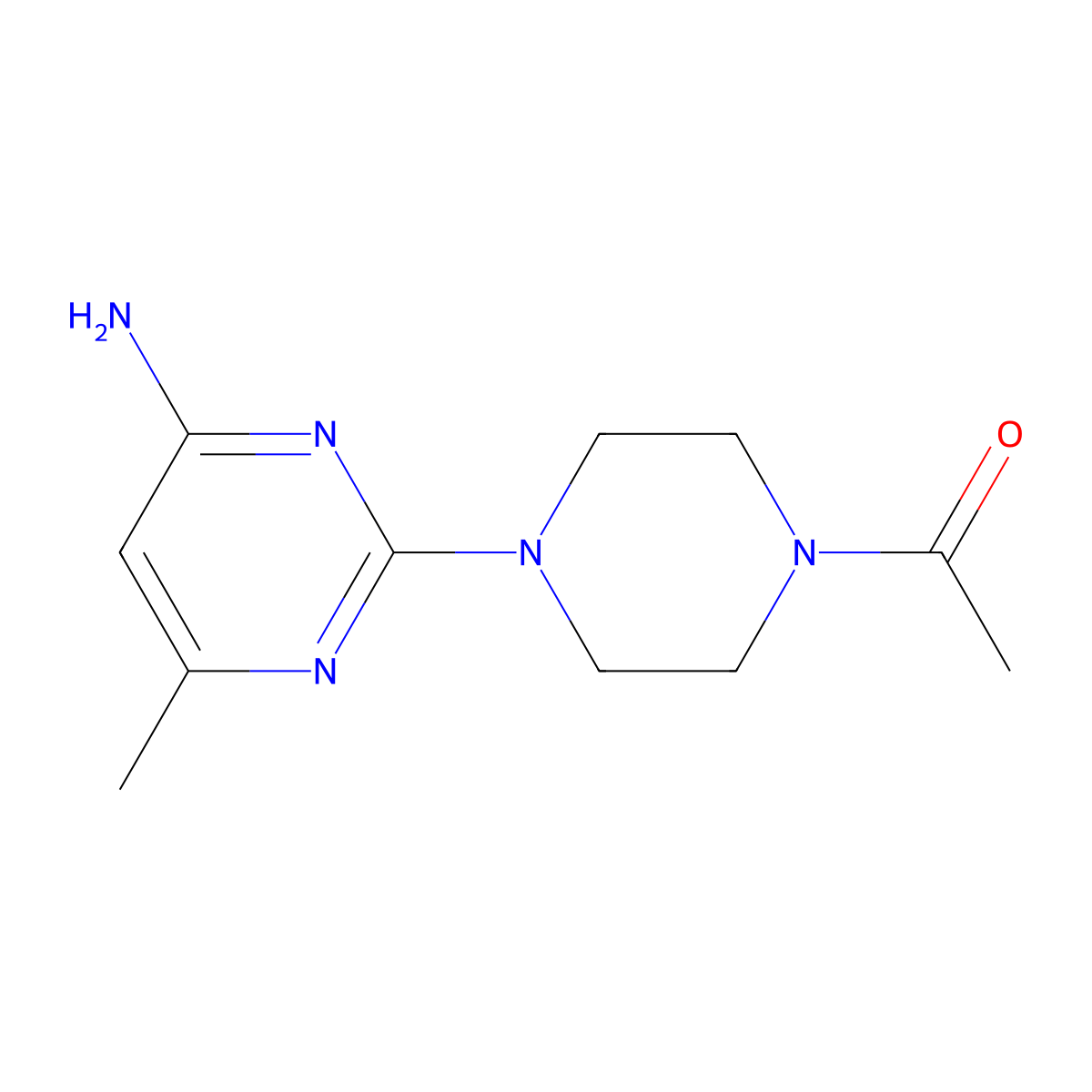 2-(4-Acetylpiperazin-1-yl)-6-methylpyrimidin-4-amine molecular structure, CAS 1333960-21-6