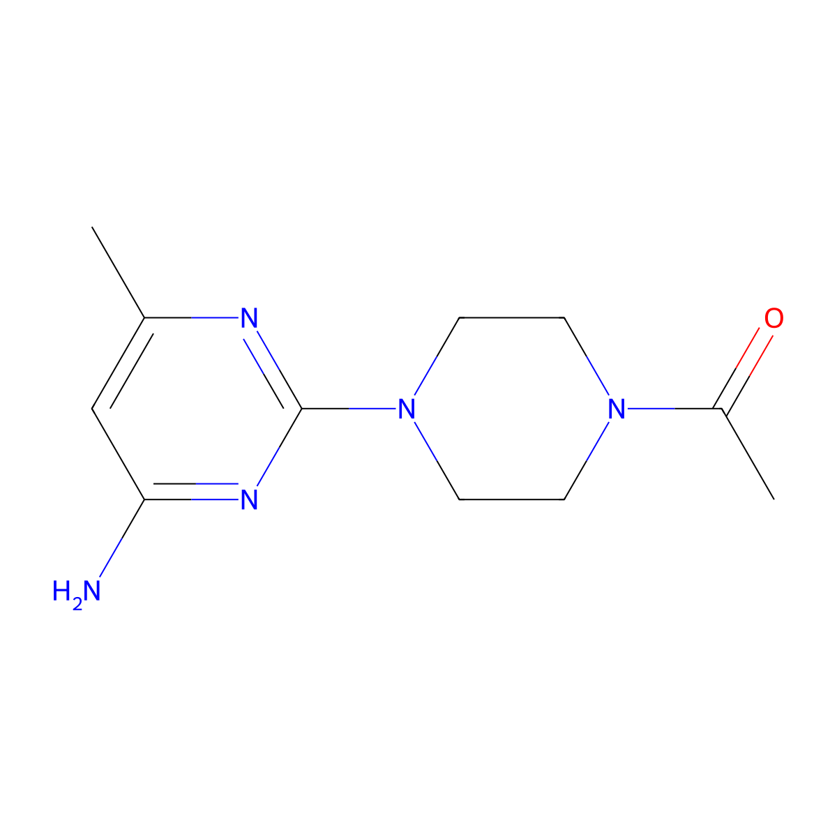2-(4-Acetylpiperazin-1-yl)-6-methylpyrimidin-4-amine molecular structure, CAS 1333960-21-6