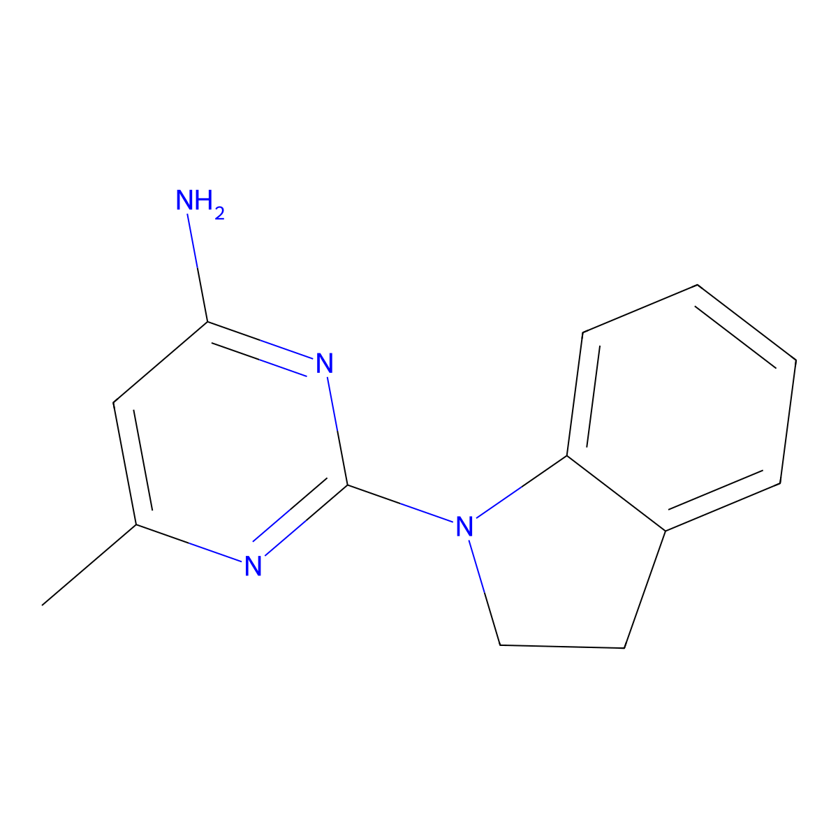 2-(2,3-dihydro-1H-indol-1-yl)-6-methylpyrimidin-4-amine molecular structure, CAS 1333960-24-9