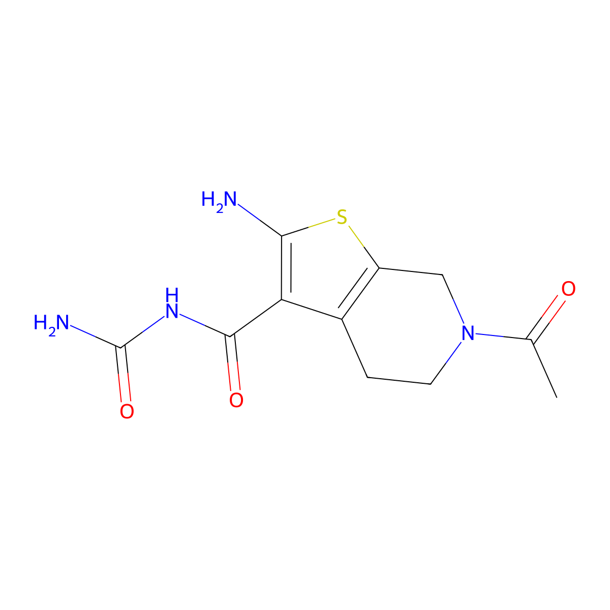 6-acetyl-2-amino-N-(aminocarbonyl)-4,5,6,7-tetrahydrothieno[2,3-c]pyridine-3-carboxamide molecular structure, CAS 1333960-39-6